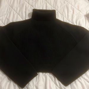 Black cropped turtleneck sweater